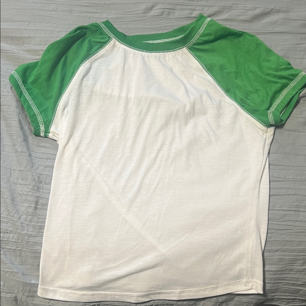 Green and White baby tee